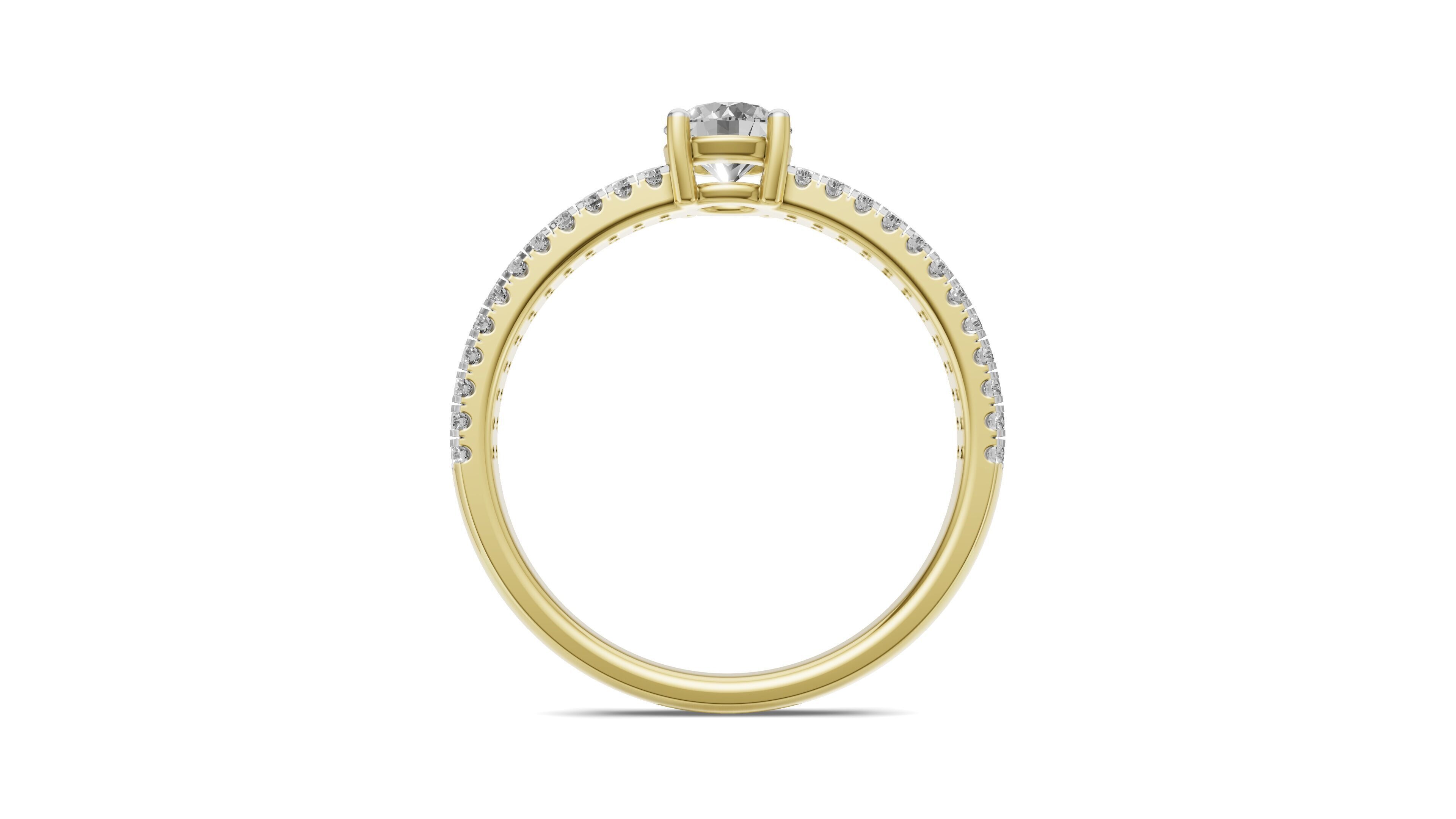 Pointer Engagement Ring with Small Round Diamond 3D print model_8