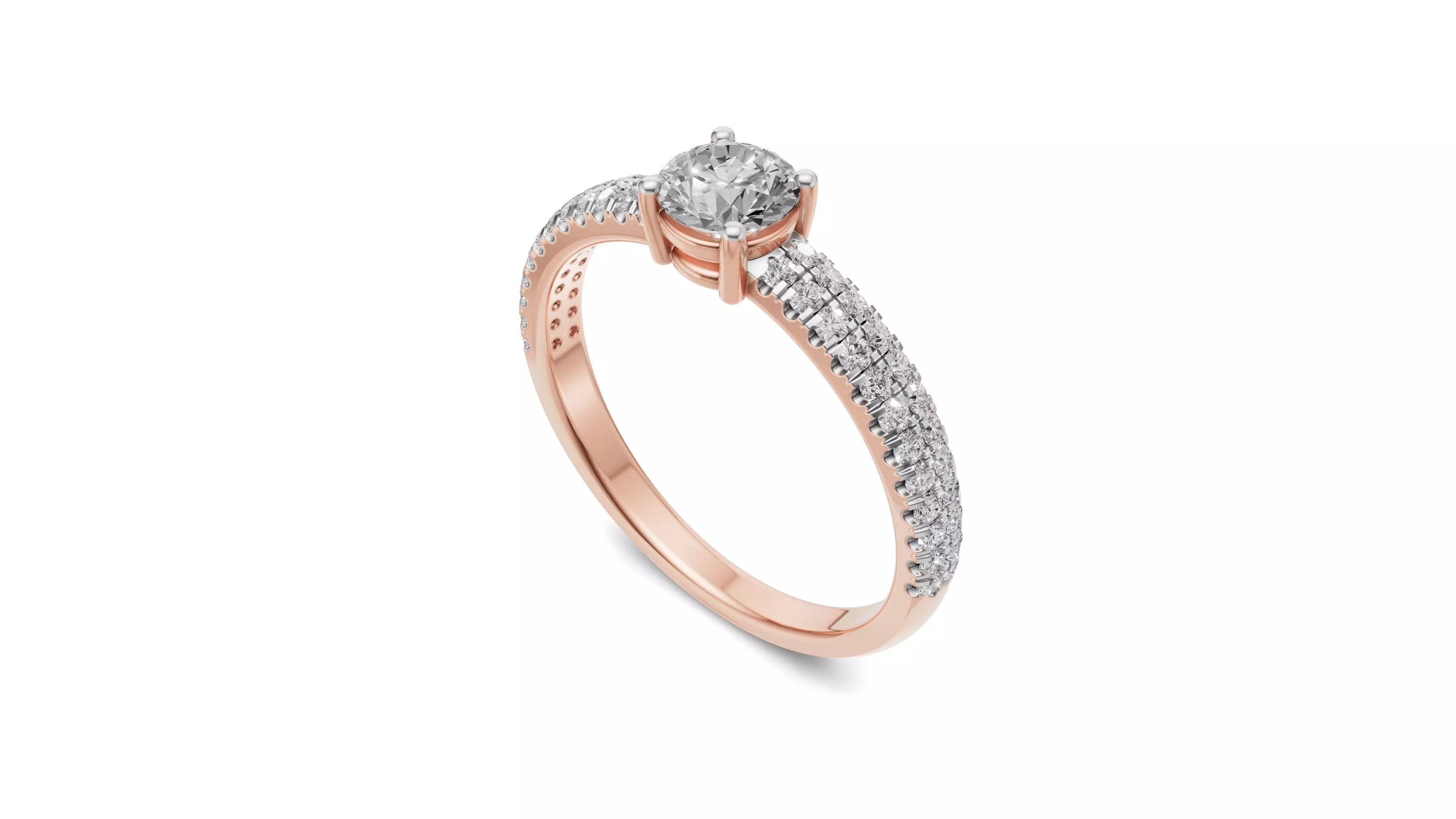 Pointer Engagement Ring with Small Round Diamond 3D print model_0