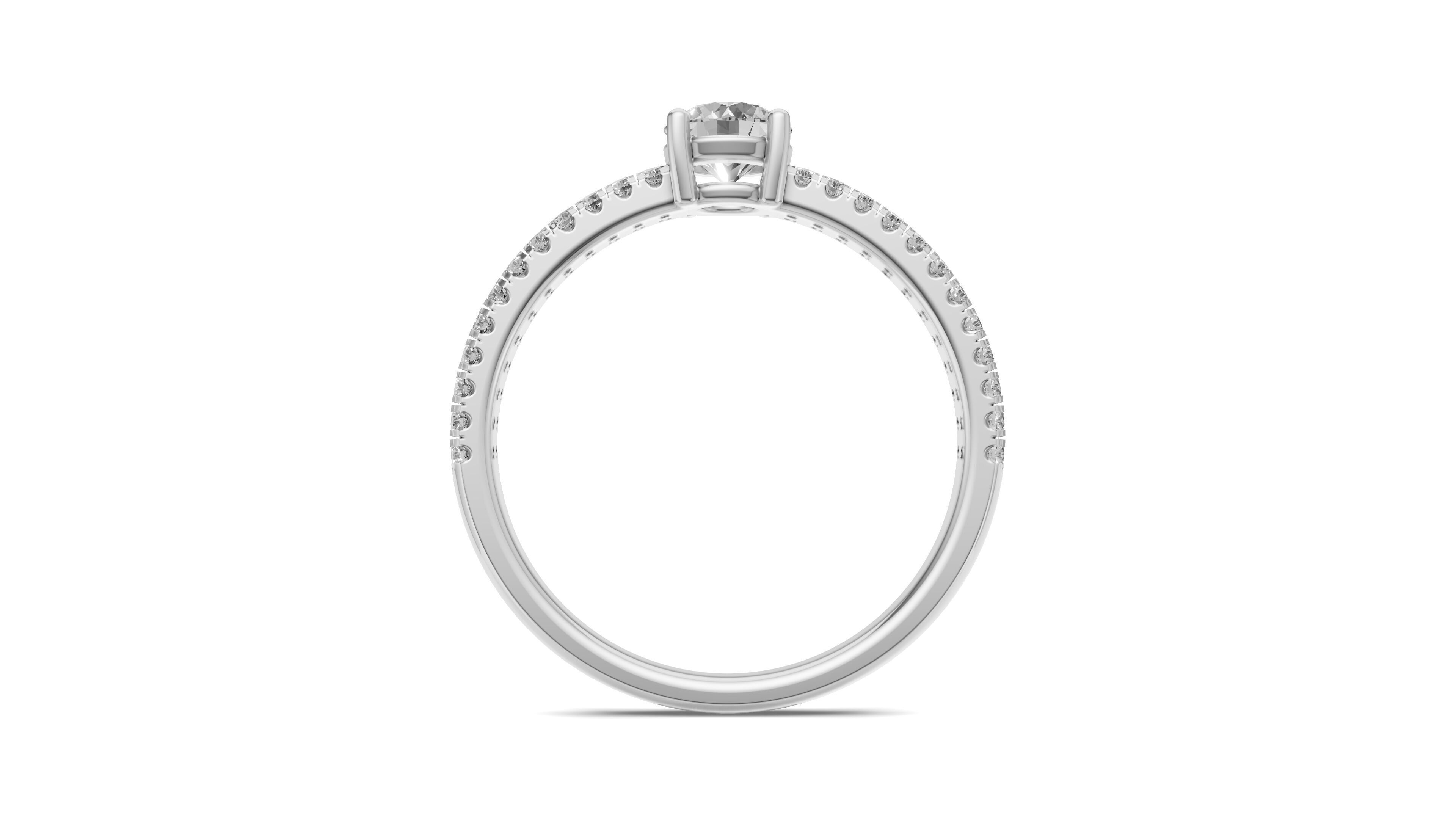 Pointer Engagement Ring with Small Round Diamond 3D print model_9