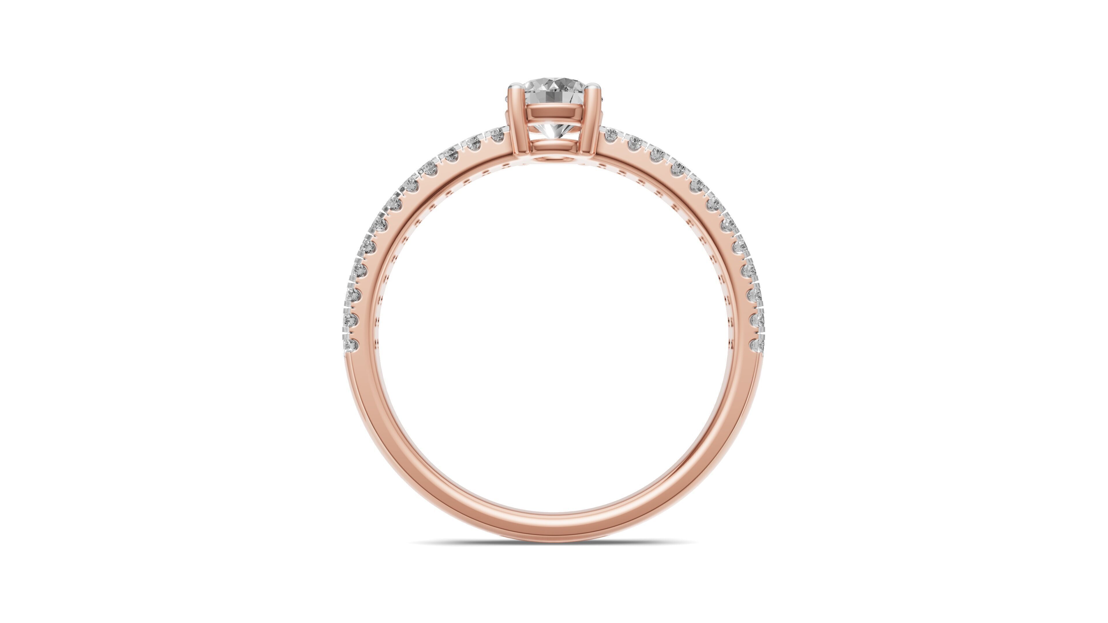 Pointer Engagement Ring with Small Round Diamond 3D print model_10