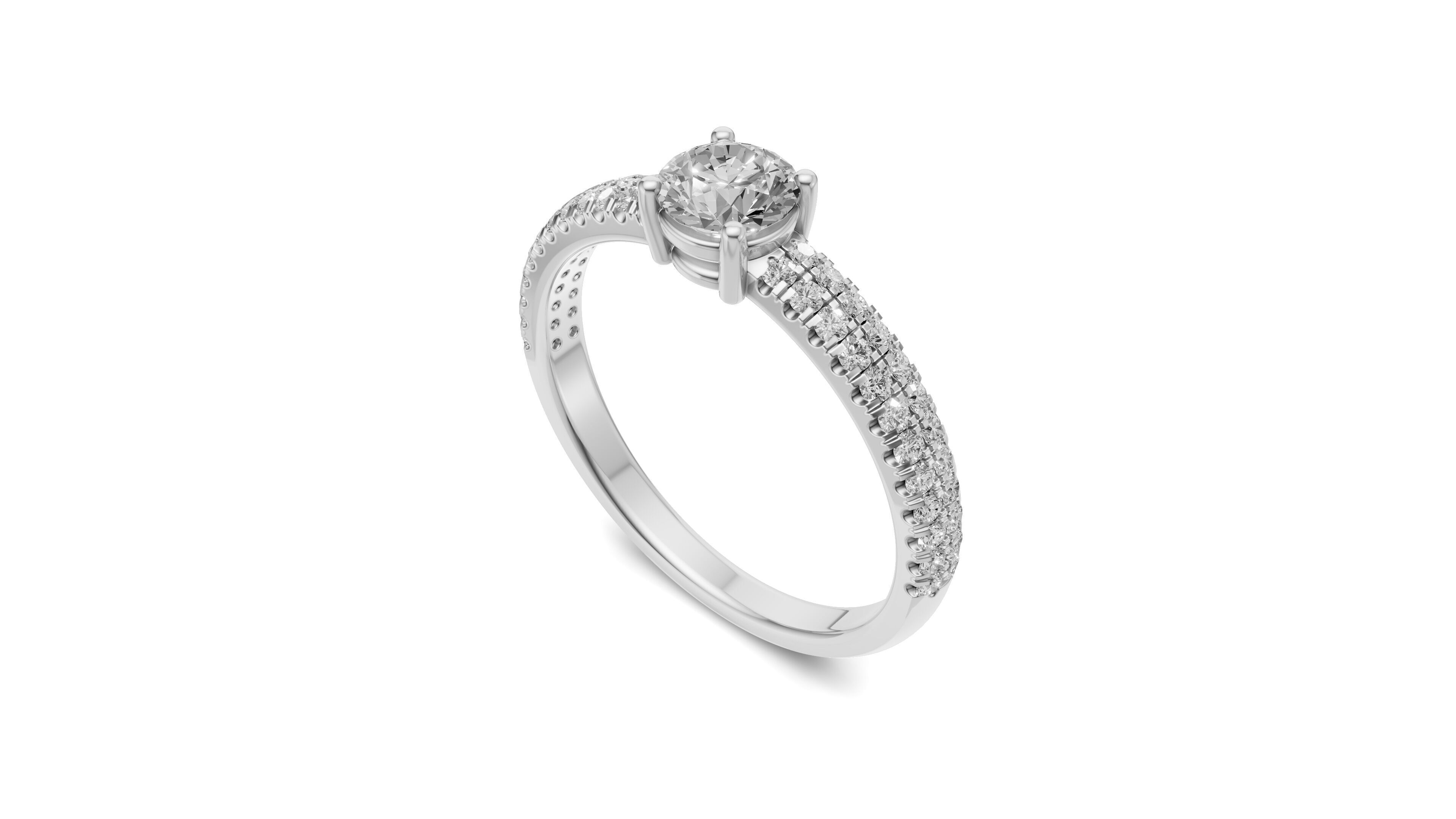 Pointer Engagement Ring with Small Round Diamond 3D print model_3