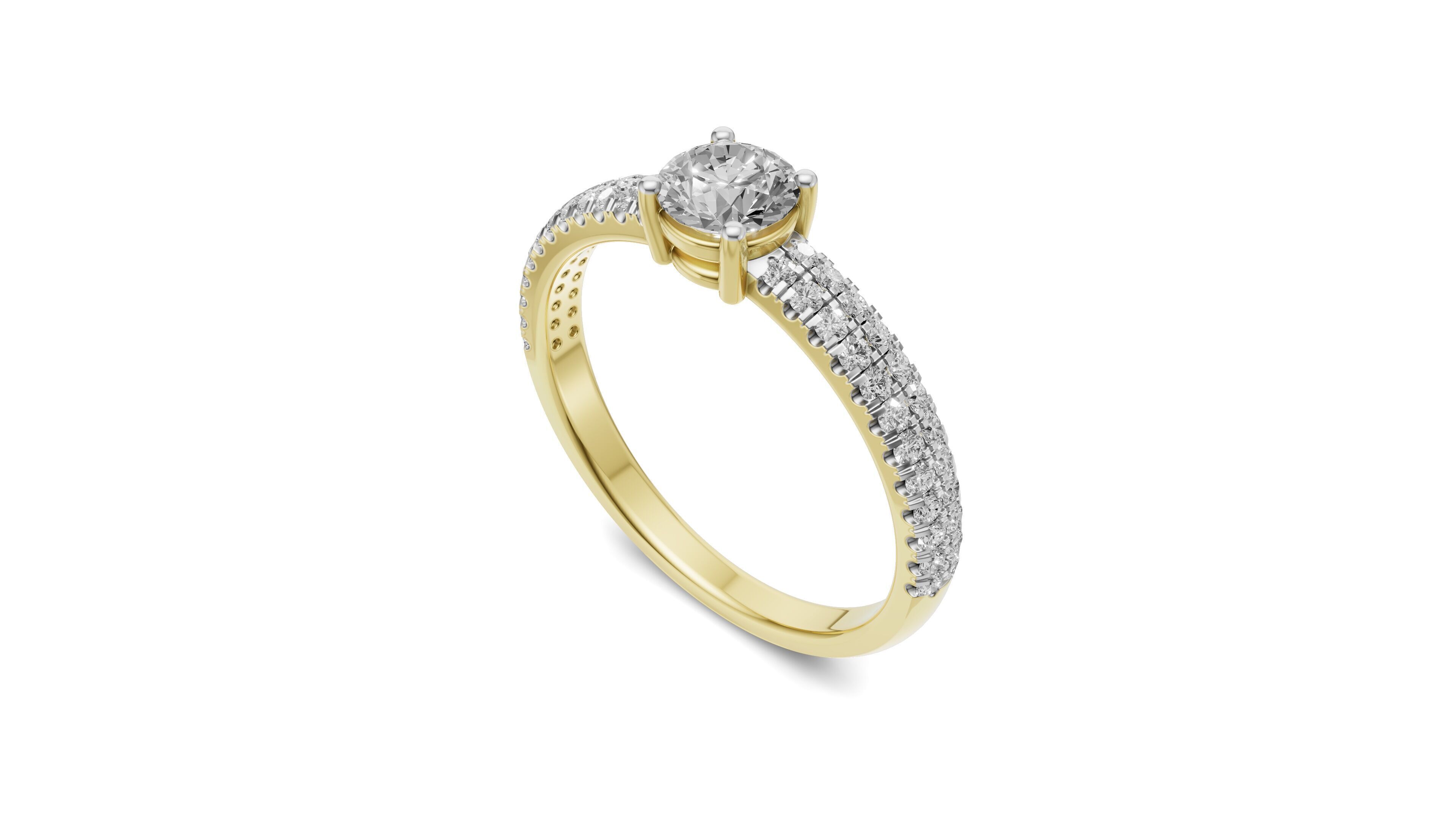 Pointer Engagement Ring with Small Round Diamond 3D print model_2
