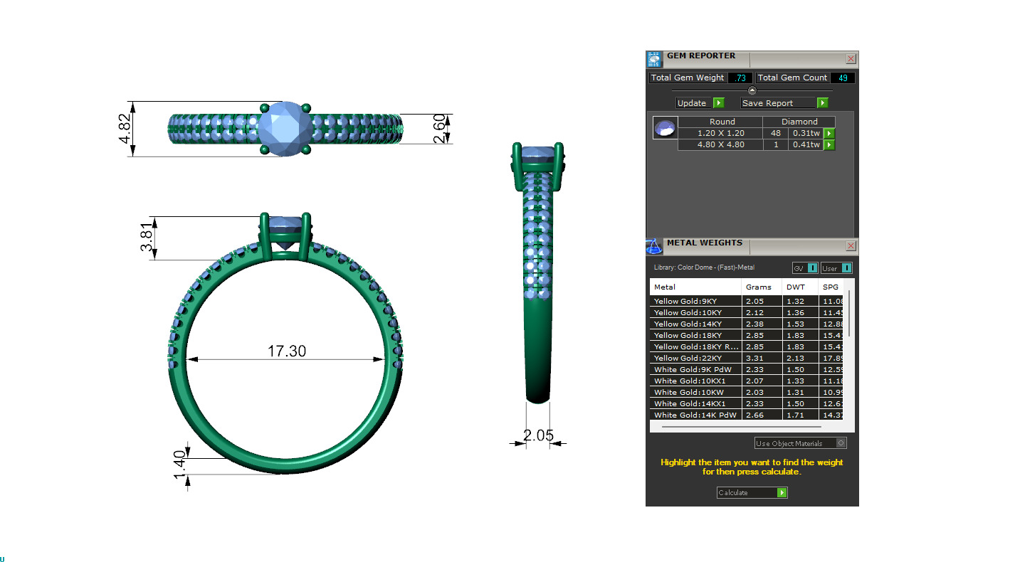 Pointer Engagement Ring with Small Round Diamond 3D print model_1