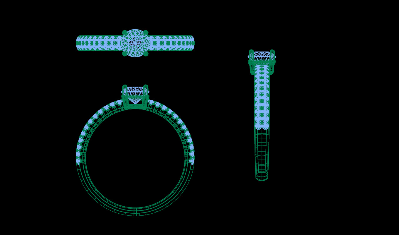 Pointer Engagement Ring with Small Round Diamond 3D print model_12