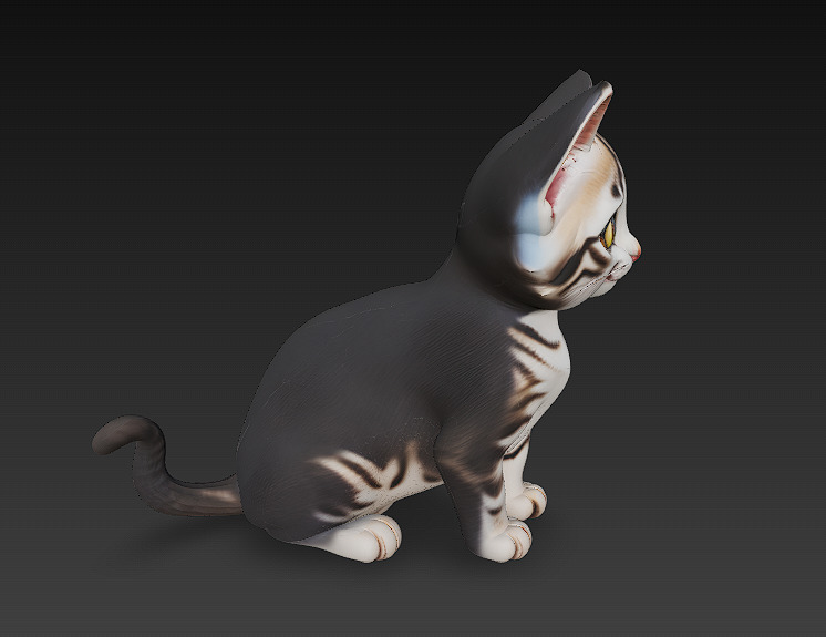 Optimized Low-Poly Kitten 3D Model UE5- Unity Real-Time Ready Low-poly 3D model_3
