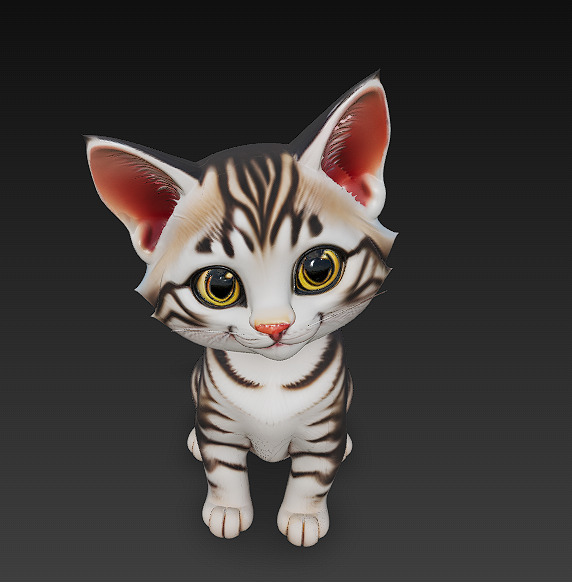 Optimized Low-Poly Kitten 3D Model UE5- Unity Real-Time Ready Low-poly 3D model_2