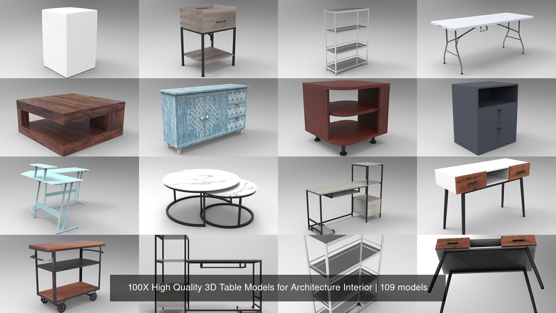 100X High Quality 3D Table Models for Architecture Interior 3D Model Collection_12