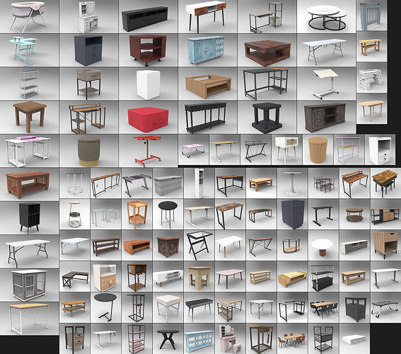 100X High Quality 3D Table Models for Architecture Interior 3D Model Collection