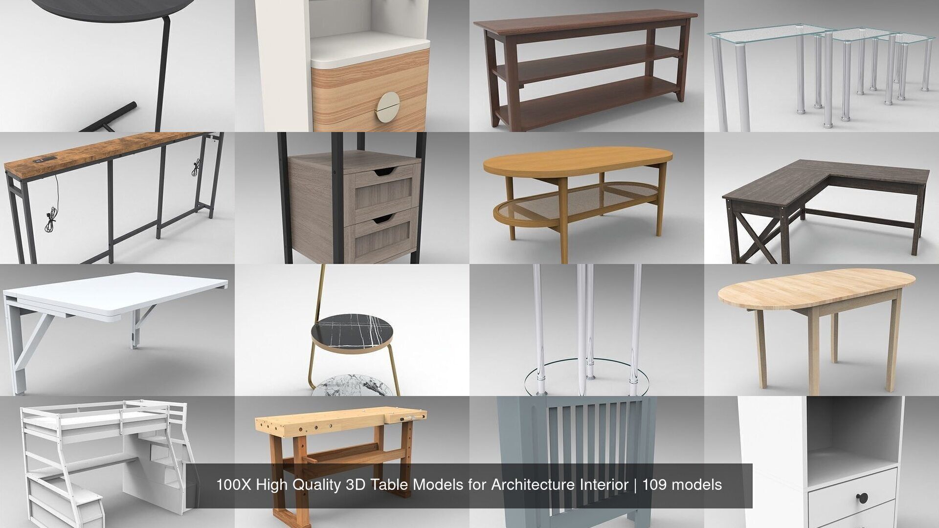 100X High Quality 3D Table Models for Architecture Interior 3D Model Collection_4