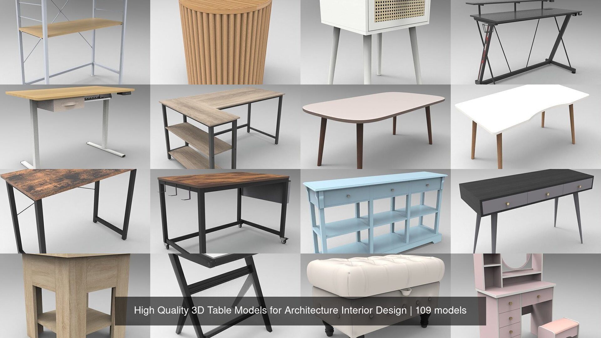 100X High Quality 3D Table Models for Architecture Interior 3D Model Collection_13