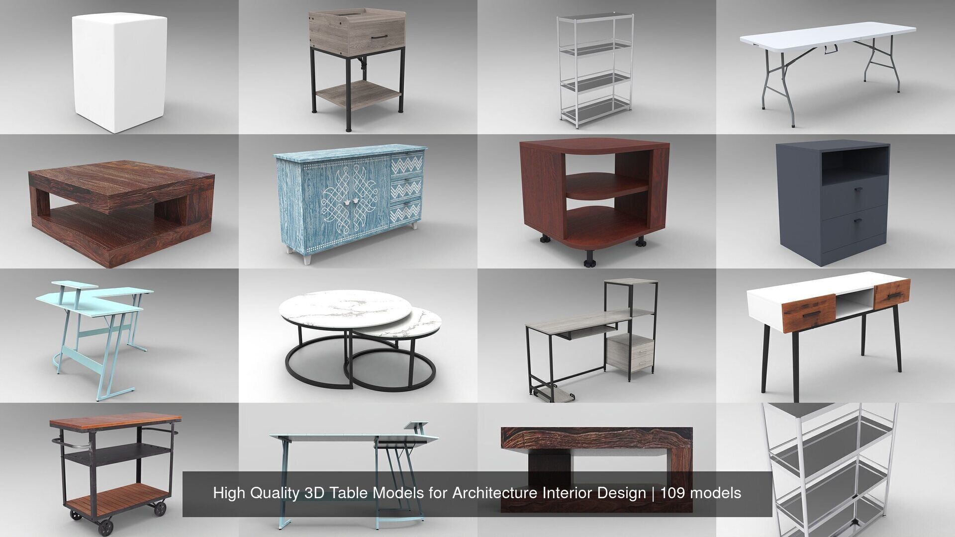 100X High Quality 3D Table Models for Architecture Interior 3D Model Collection_19