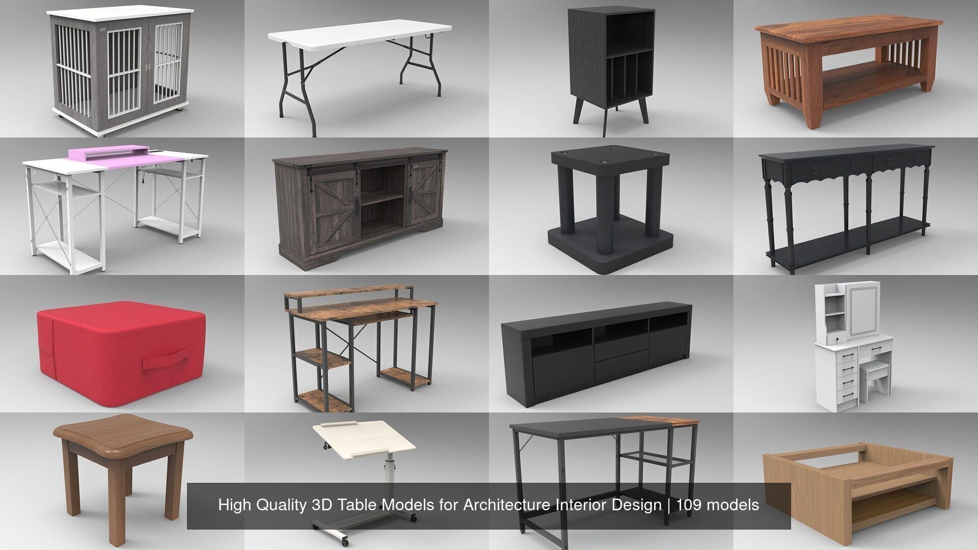100X High Quality 3D Table Models for Architecture Interior 3D Model Collection_17