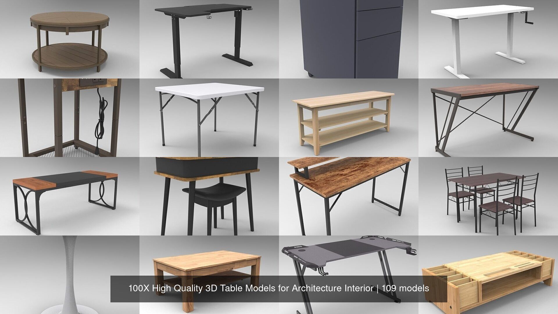 100X High Quality 3D Table Models for Architecture Interior 3D Model Collection_3