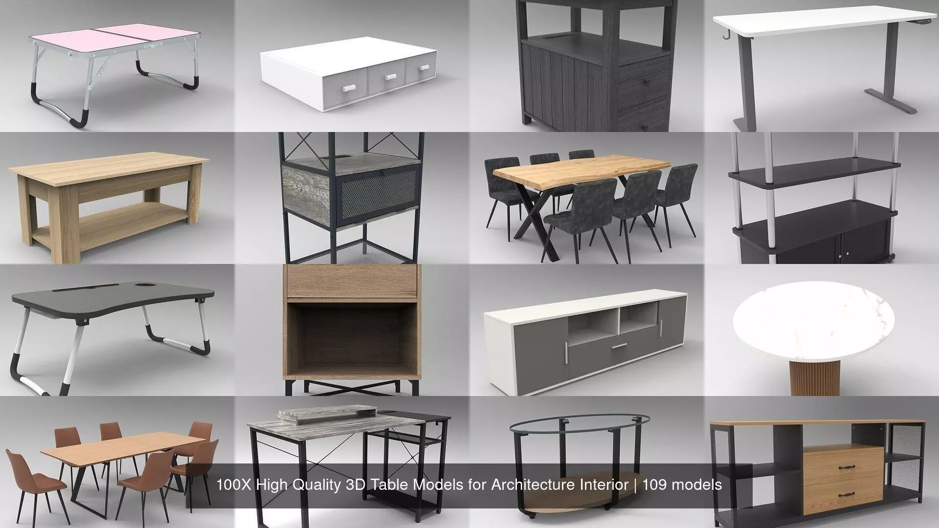 100X High Quality 3D Table Models for Architecture Interior 3D Model Collection_1