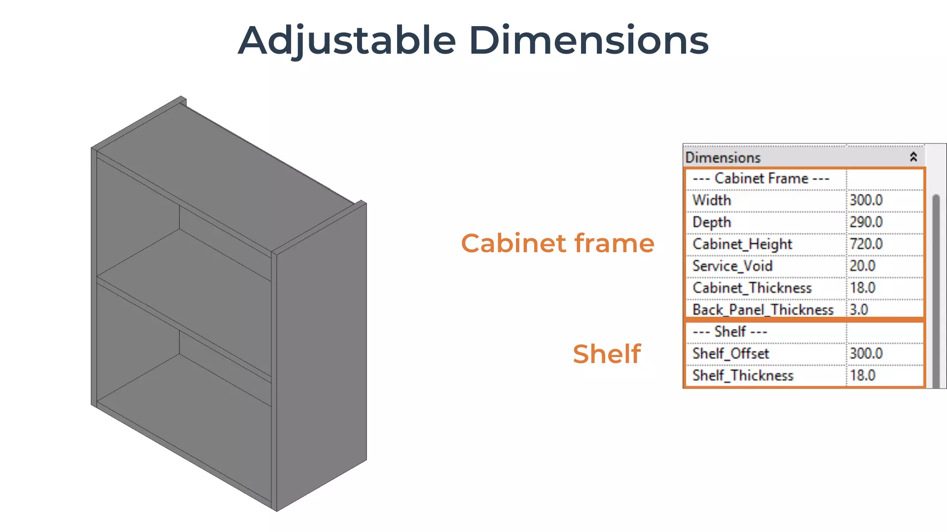 FREE FAMILY - SINGLE SHELF WALL Cabinet UK Parametric Sample Free 3D model_2
