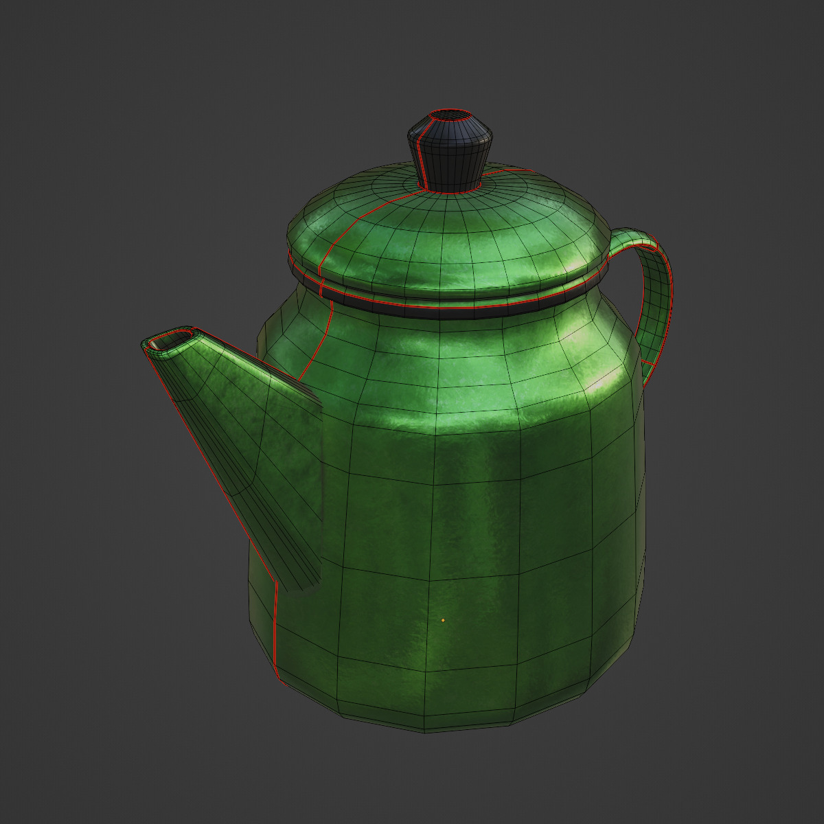 Old Enamel Teapot 04 Low-poly 3D model_7