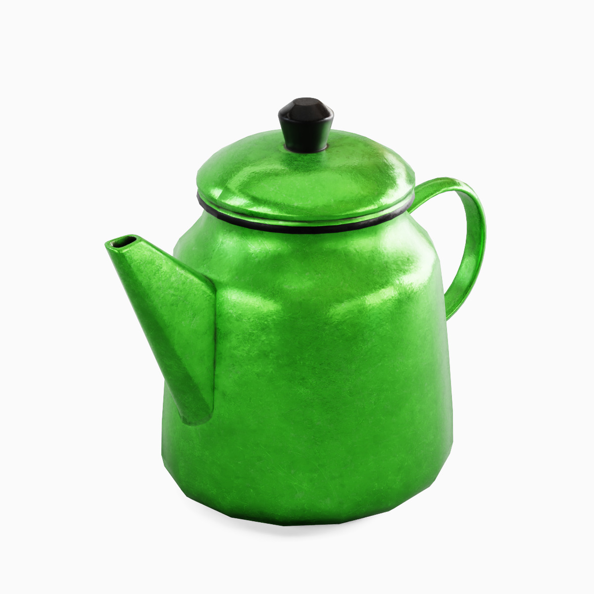 Old Enamel Teapot 04 Low-poly 3D model_5