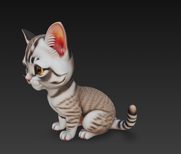 Optimized Low-Poly Kitten 3D Model UE5- Unity Real-Time Ready Low-poly 3D model_5