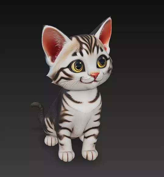 Optimized Low-Poly Kitten 3D Model UE5- Unity Real-Time Ready Low-poly 3D model_0