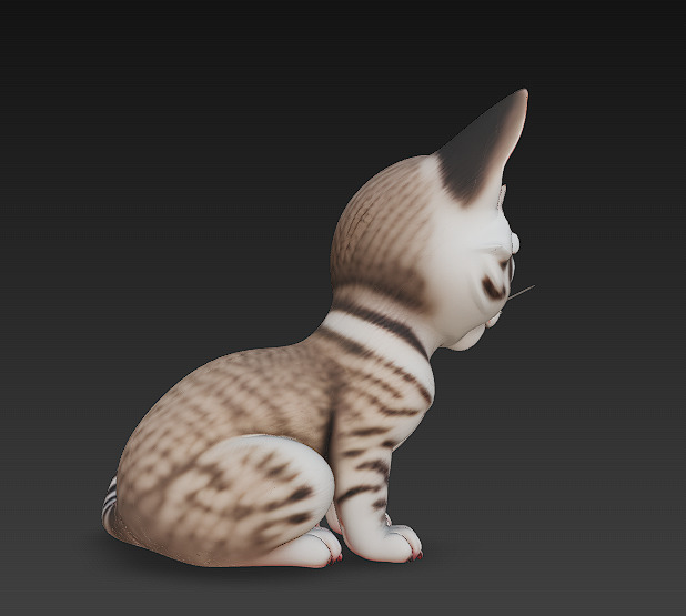 Optimized Low-Poly Kitten 3D Model UE5- Unity Real-Time Ready Low-poly 3D model_3