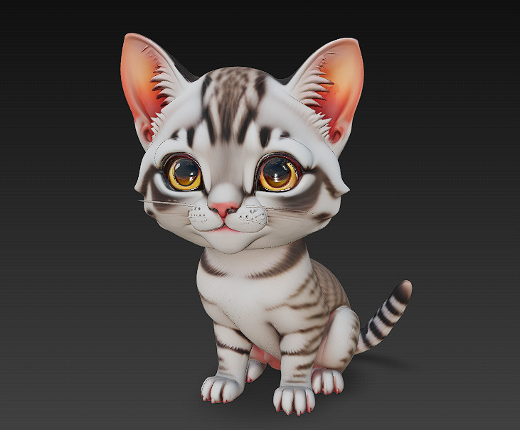 Optimized Low-Poly Kitten 3D Model UE5- Unity Real-Time Ready Low-poly 3D model_1