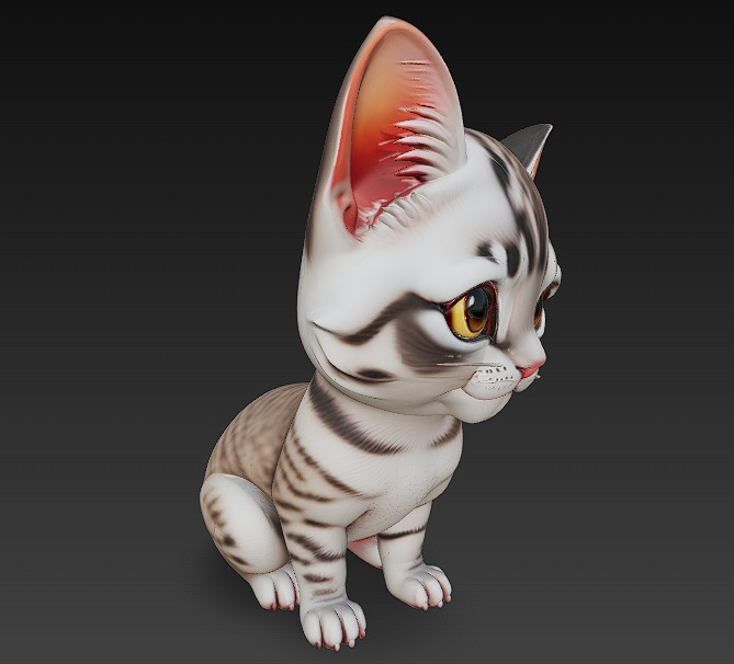 Optimized Low-Poly Kitten 3D Model UE5- Unity Real-Time Ready Low-poly 3D model_2