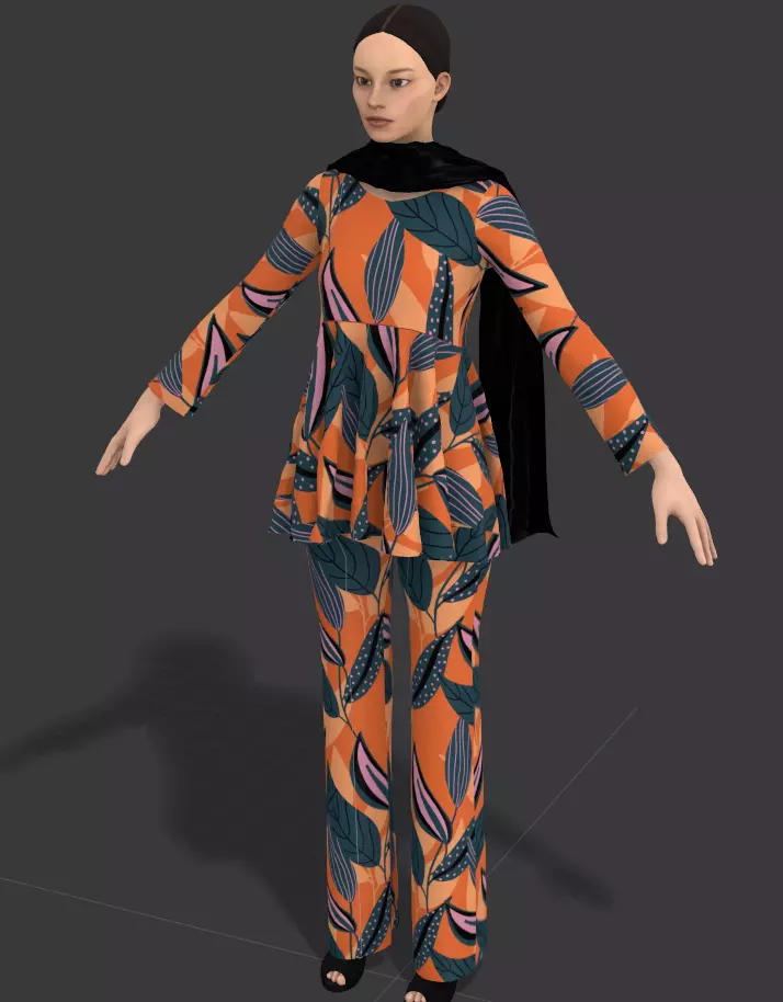 Free Orange frock dress in marvelous designer Texture