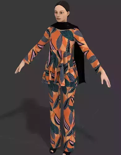 Free Orange frock dress in marvelous designer