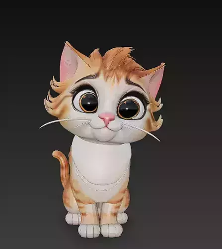 Optimized Low-Poly Kitten 3D Model UE5- Unity Real-Time Ready