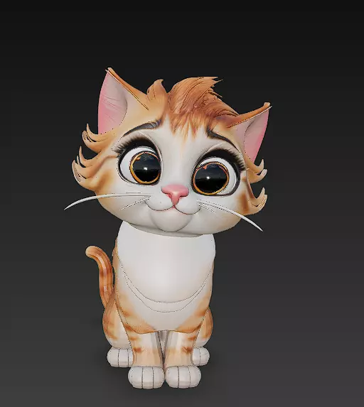 Optimized Low-Poly Kitten 3D Model UE5- Unity Real-Time Ready Low-poly 3D model_0