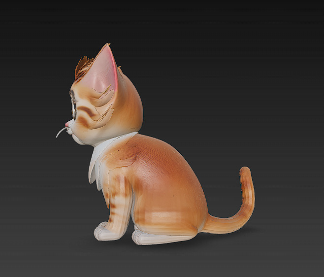 Optimized Low-Poly Kitten 3D Model UE5- Unity Real-Time Ready Low-poly 3D model_3
