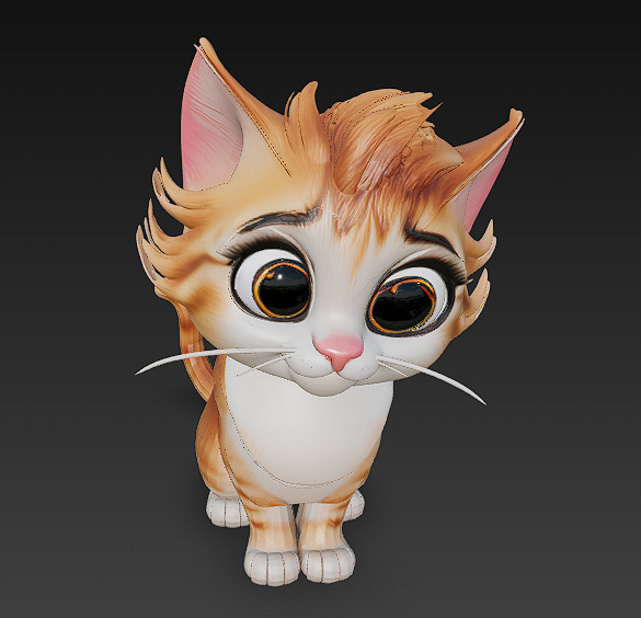 Optimized Low-Poly Kitten 3D Model UE5- Unity Real-Time Ready Low-poly 3D model_2