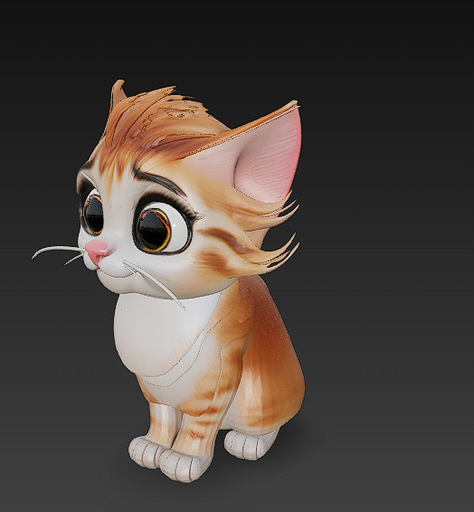 Optimized Low-Poly Kitten 3D Model UE5- Unity Real-Time Ready Low-poly 3D model_1