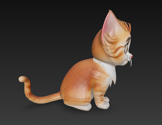 Optimized Low-Poly Kitten 3D Model UE5- Unity Real-Time Ready Low-poly 3D model_6