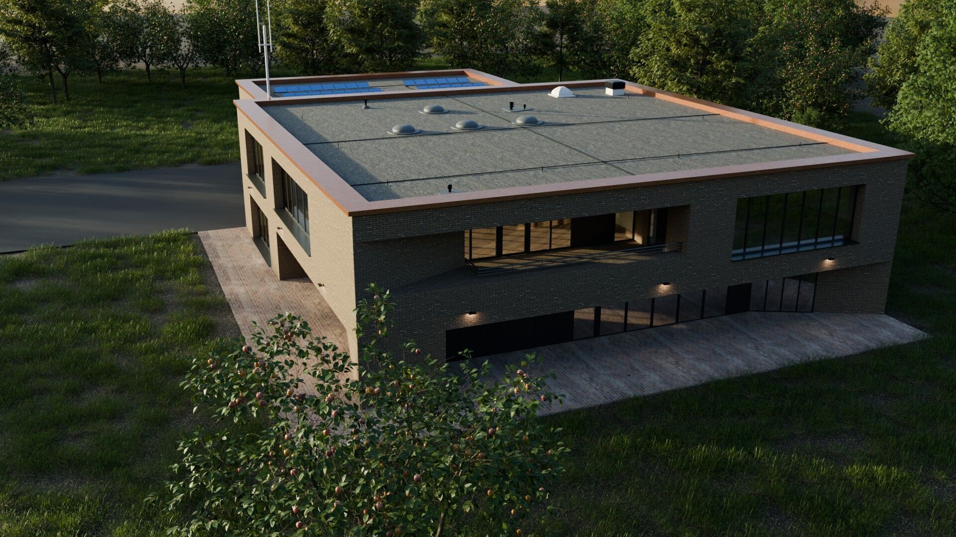 Industrial Two-Story Building Low Poly PBR Game Ready Asset Low-poly 3D model_3