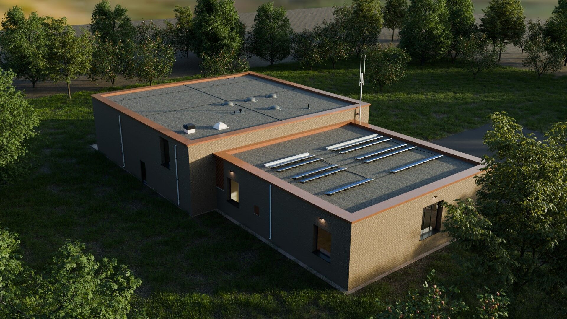 Industrial Two-Story Building Low Poly PBR Game Ready Asset Low-poly 3D model_8