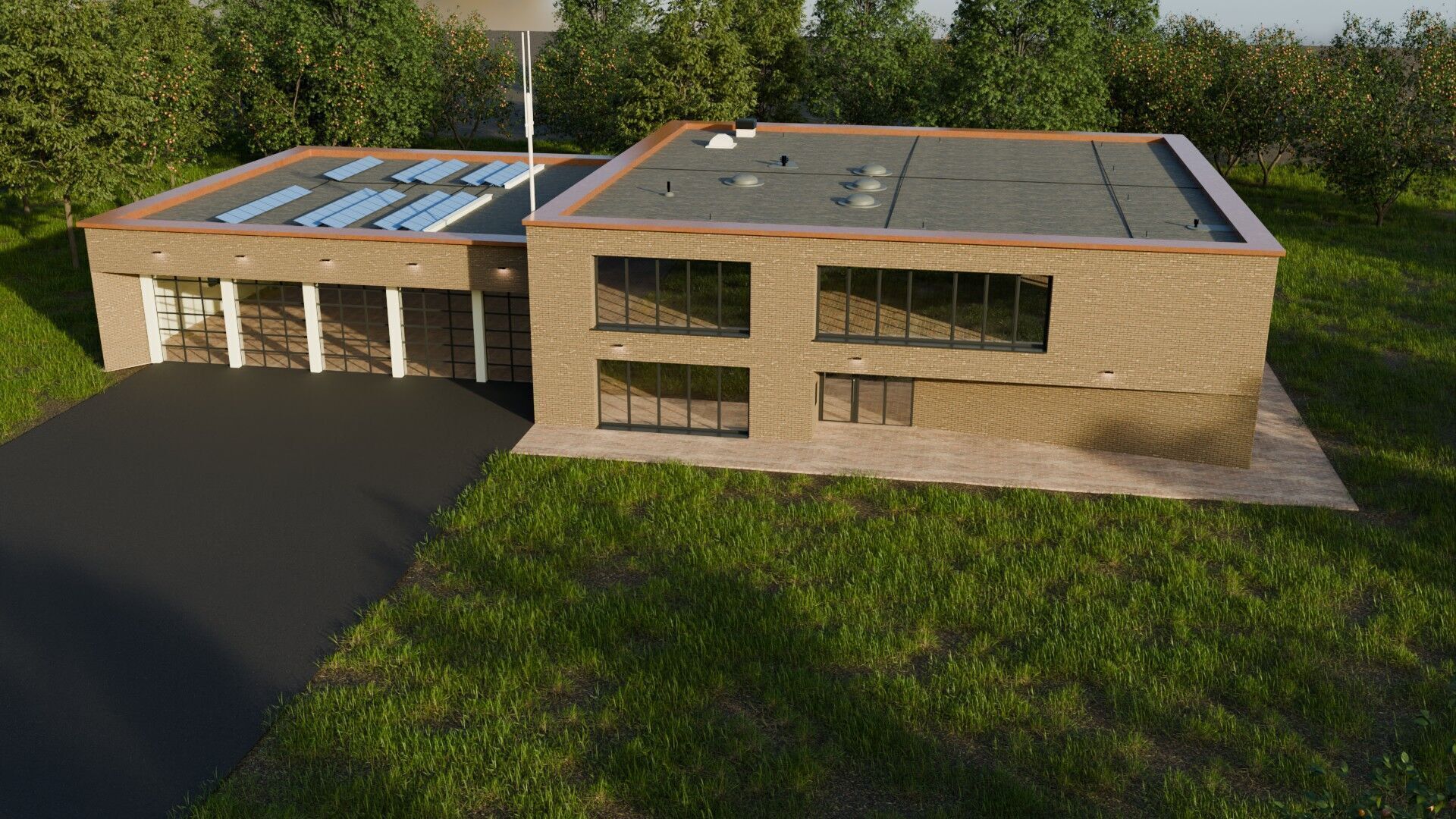 Industrial Two-Story Building Low Poly PBR Game Ready Asset Low-poly 3D model_6