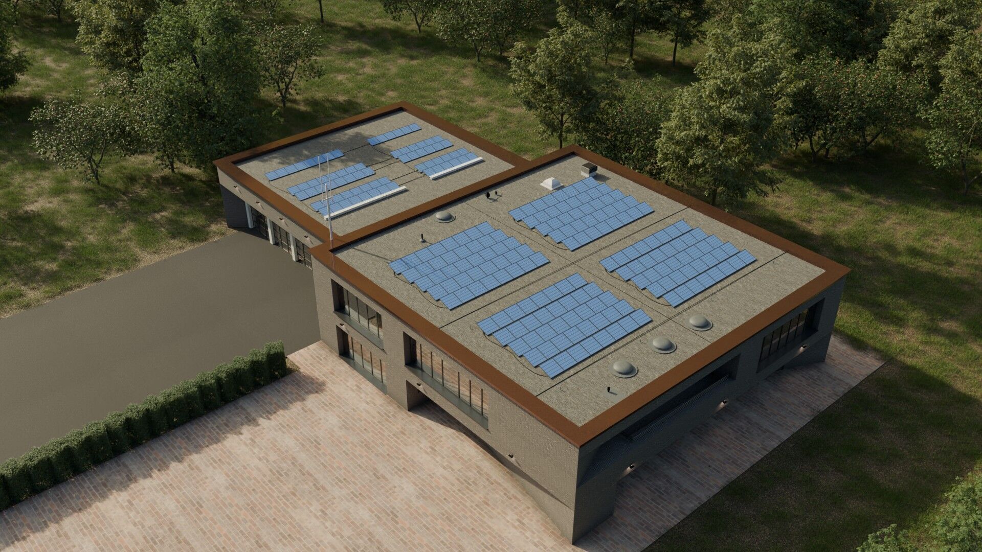 Industrial Two-Story Building Low Poly PBR Game Ready Asset Low-poly 3D model_5