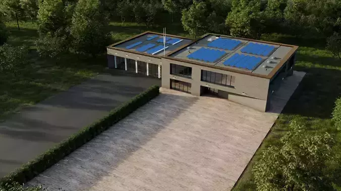 Industrial Two-Story Building Low Poly PBR Game Ready Asset Low-poly 3D model