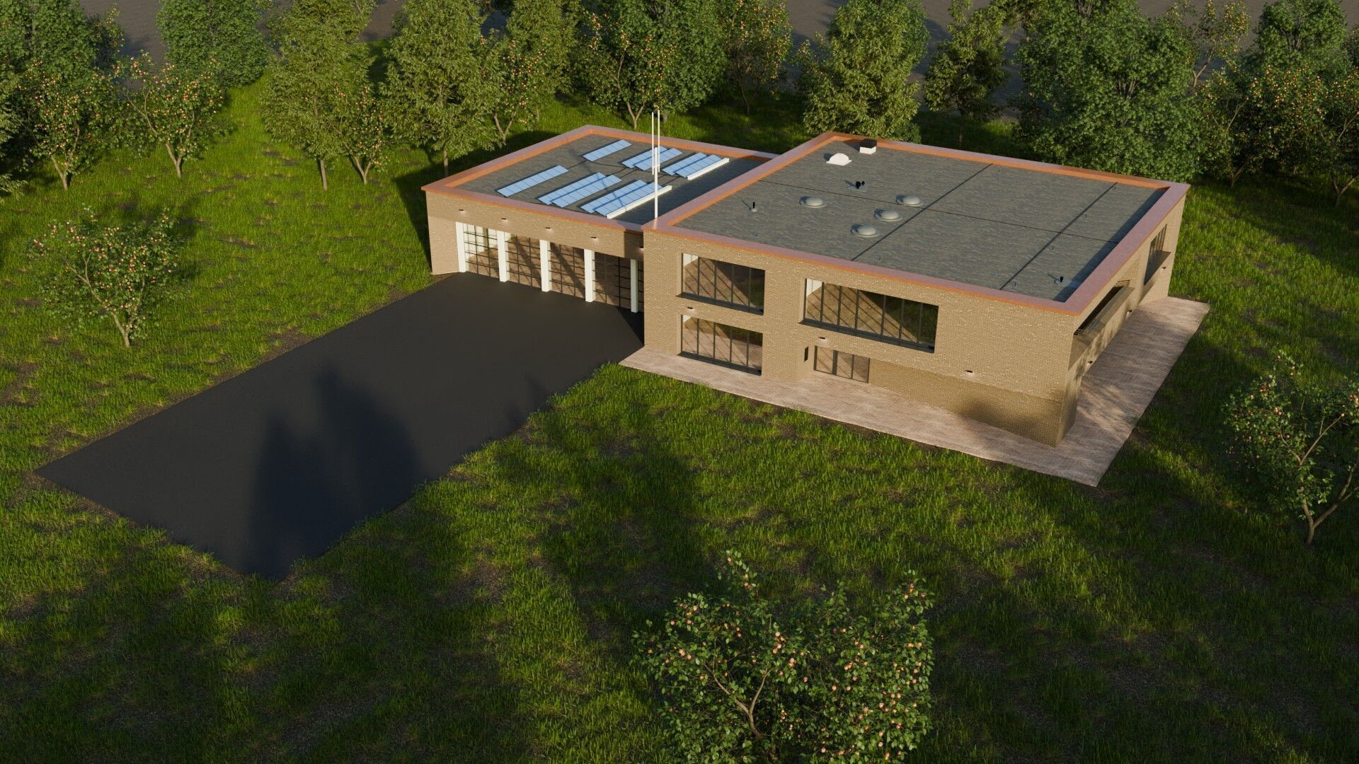 Industrial Two-Story Building Low Poly PBR Game Ready Asset Low-poly 3D model_7