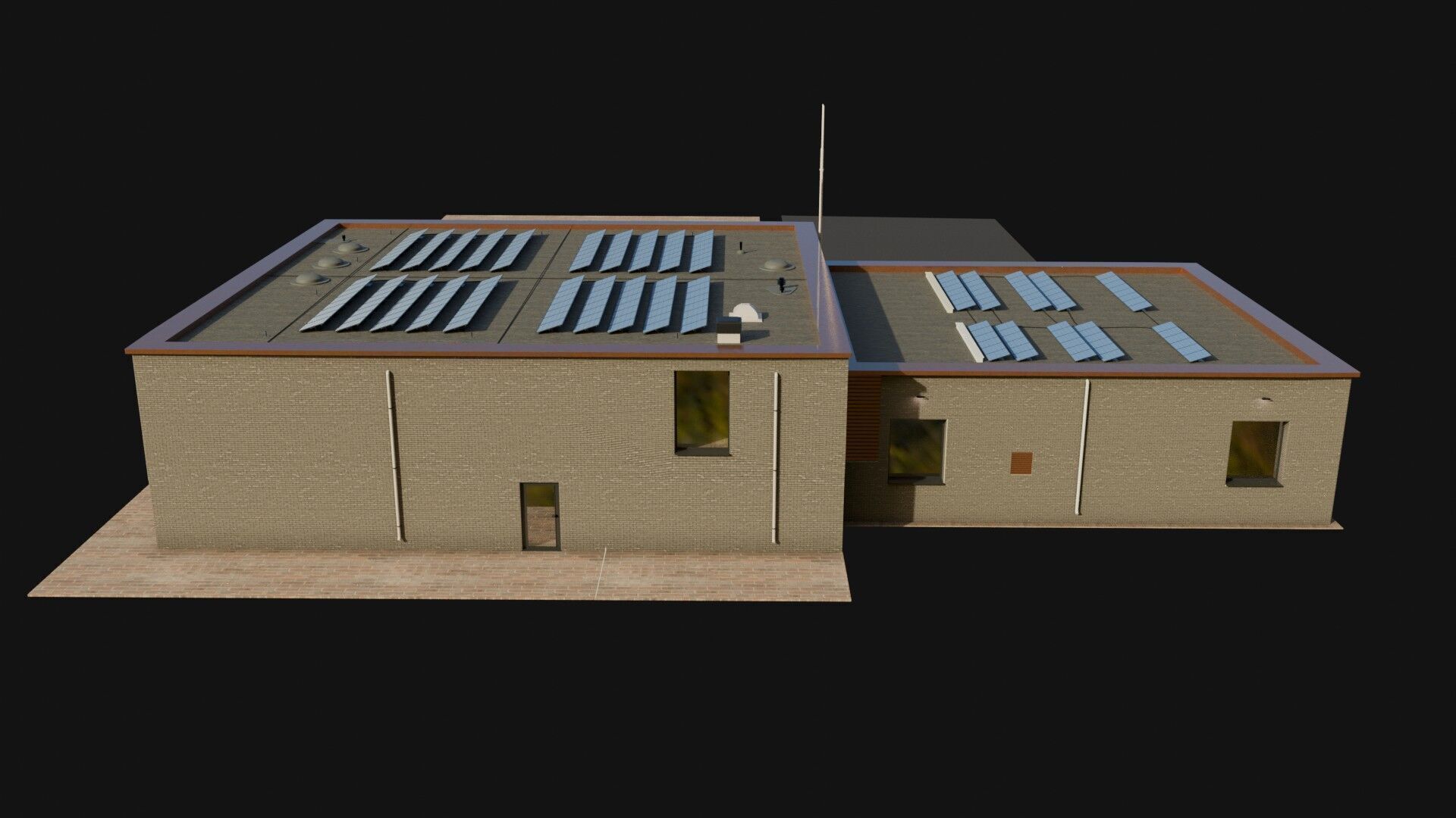 Industrial Two-Story Building Low Poly PBR Game Ready Asset Low-poly 3D model_21