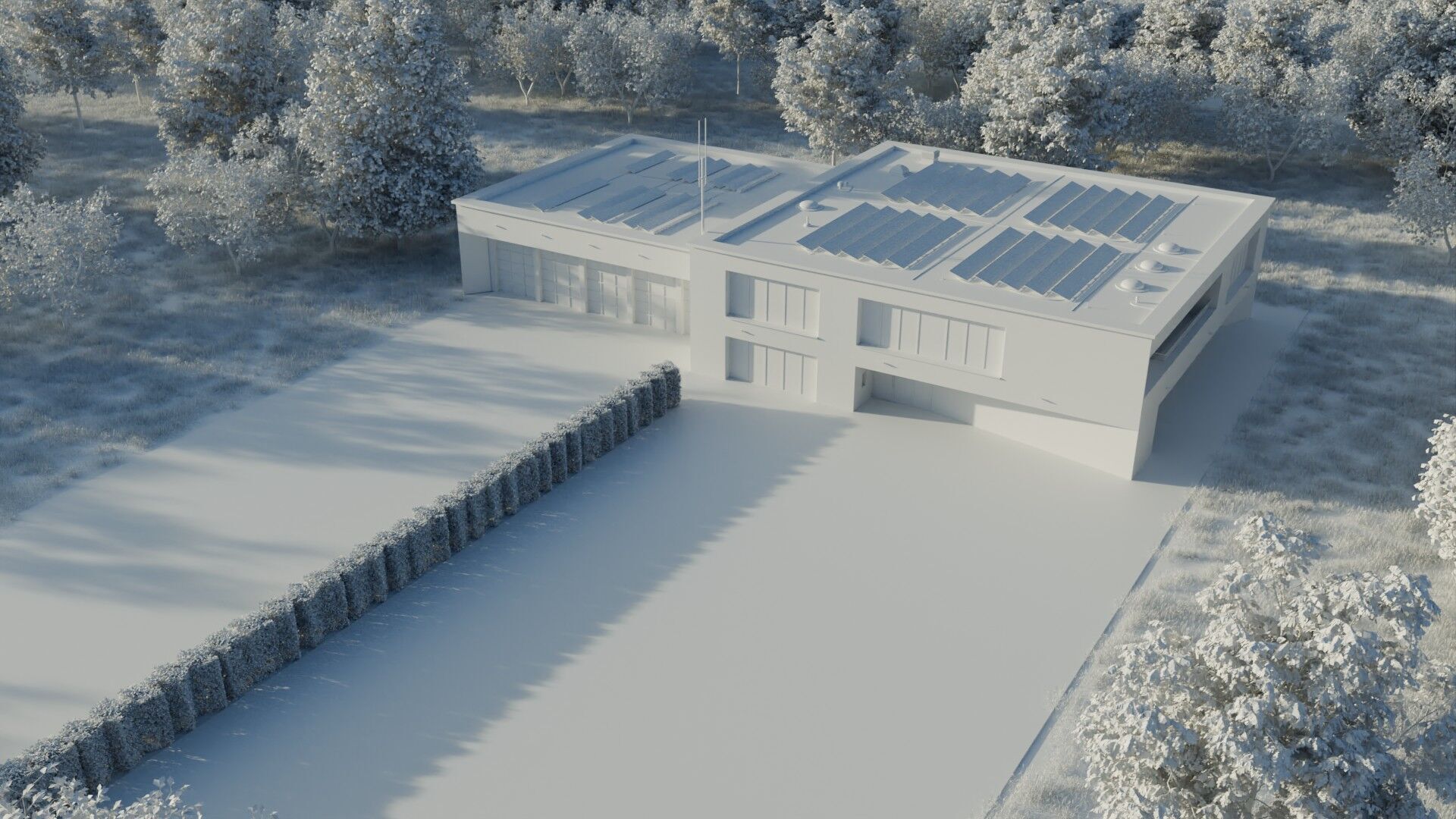 Industrial Two-Story Building Low Poly PBR Game Ready Asset Low-poly 3D model_2