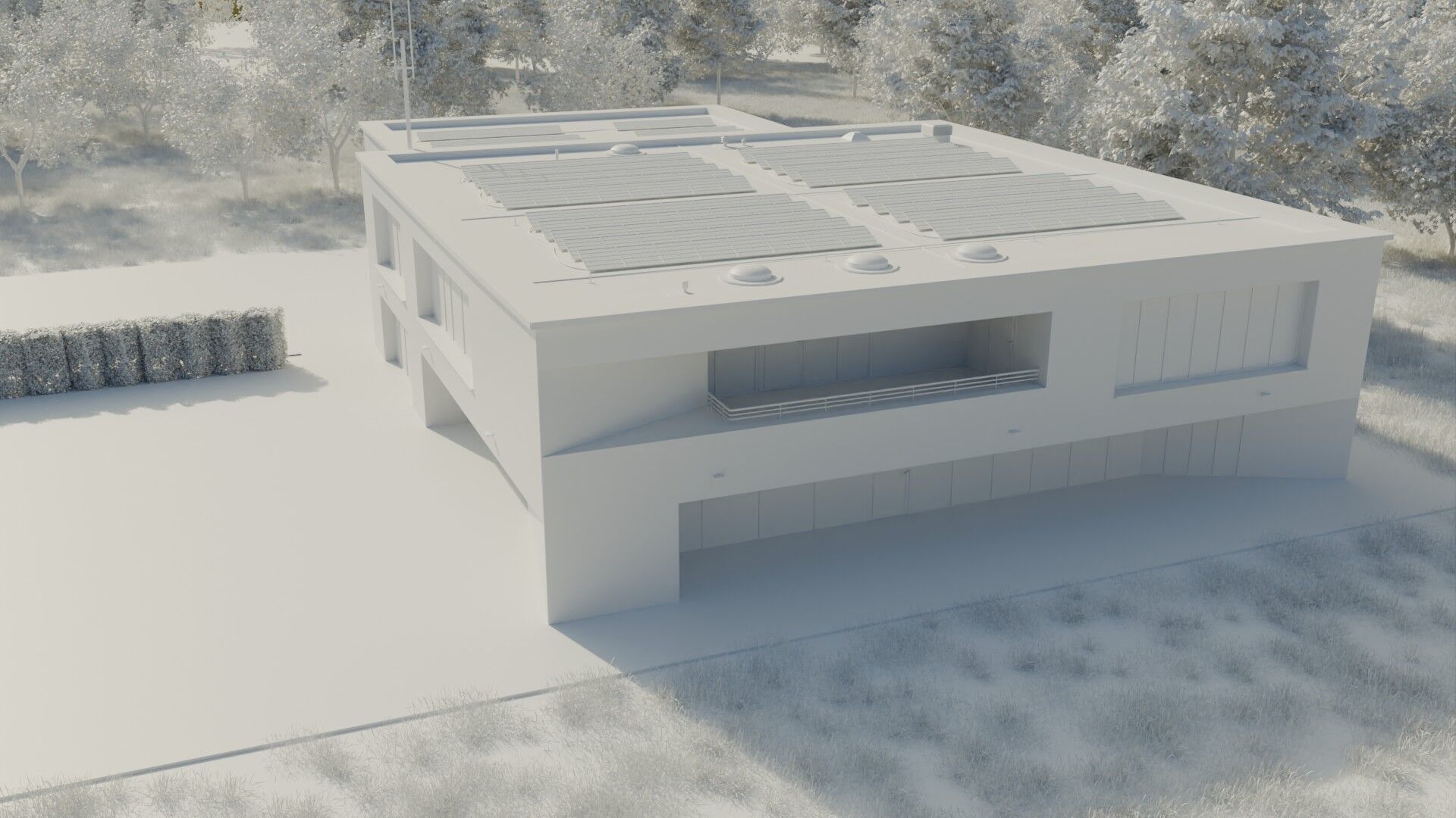 Industrial Two-Story Building Low Poly PBR Game Ready Asset Low-poly 3D model_4