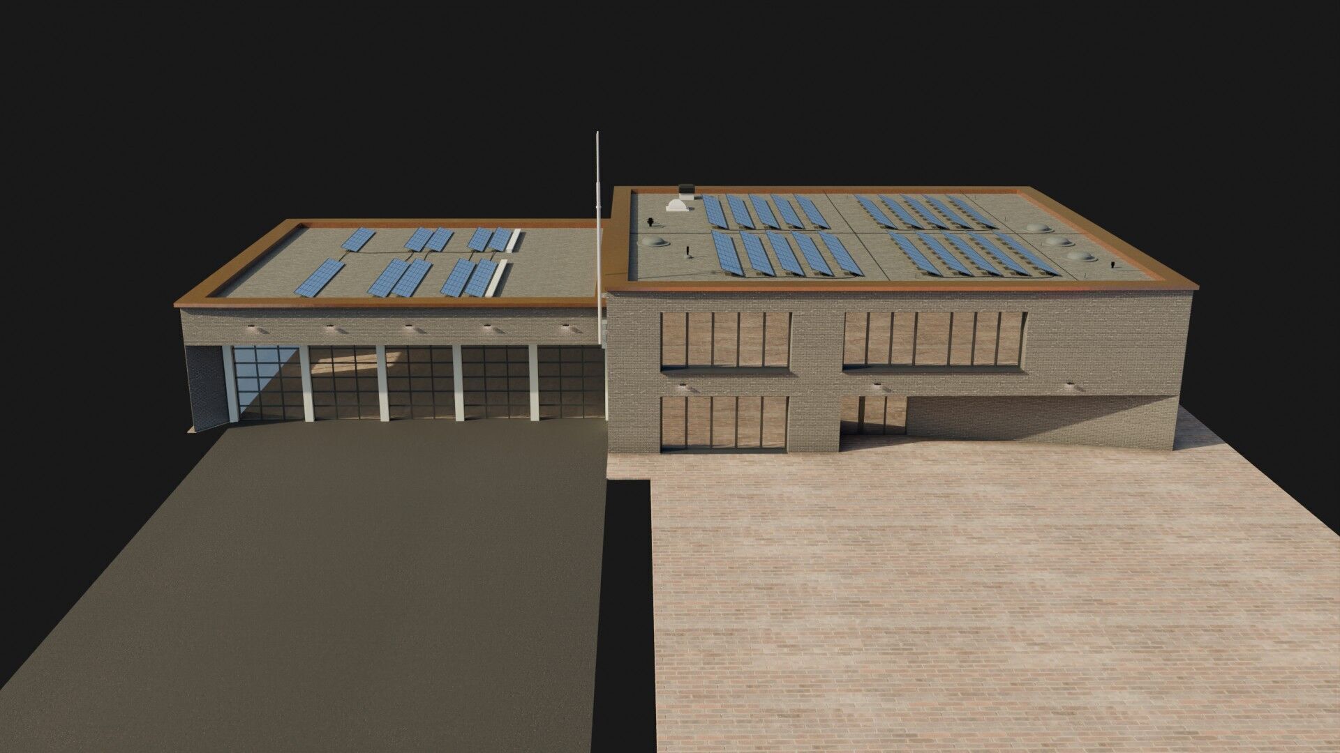 Industrial Two-Story Building Low Poly PBR Game Ready Asset Low-poly 3D model_17