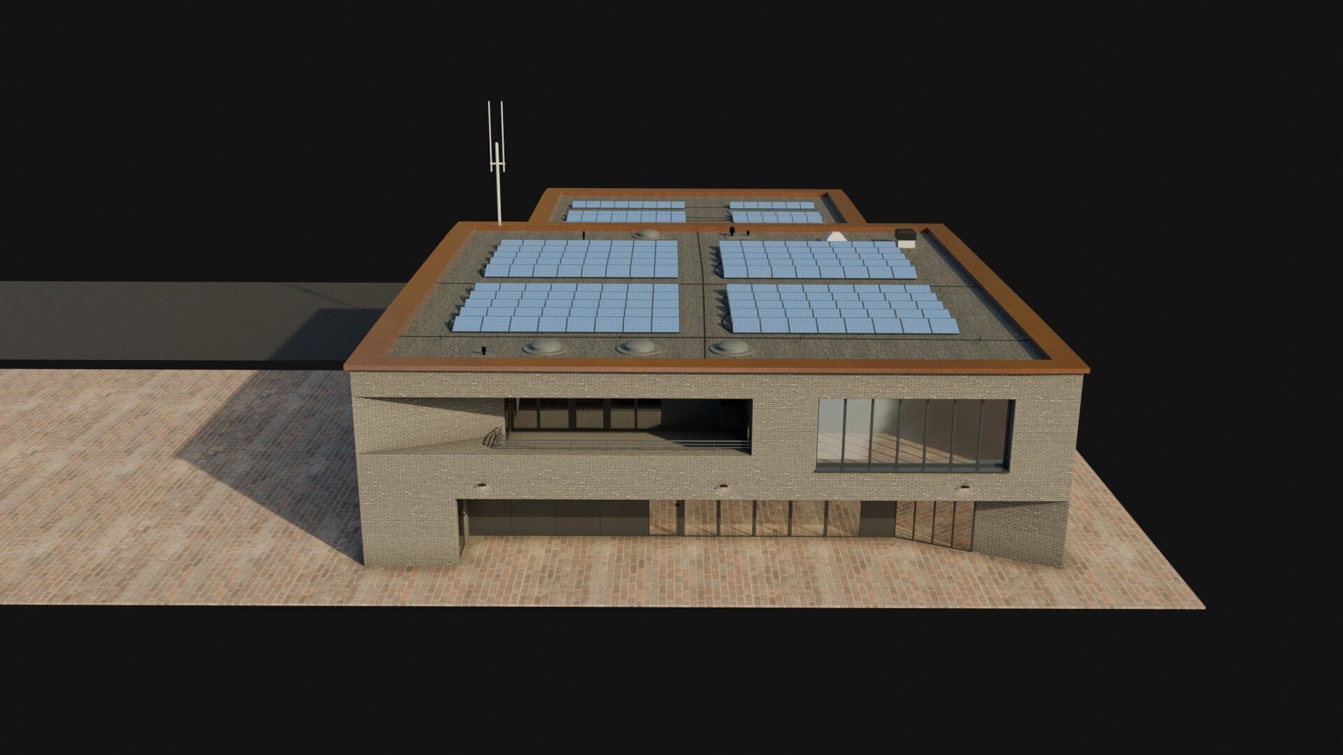 Industrial Two-Story Building Low Poly PBR Game Ready Asset Low-poly 3D model_19