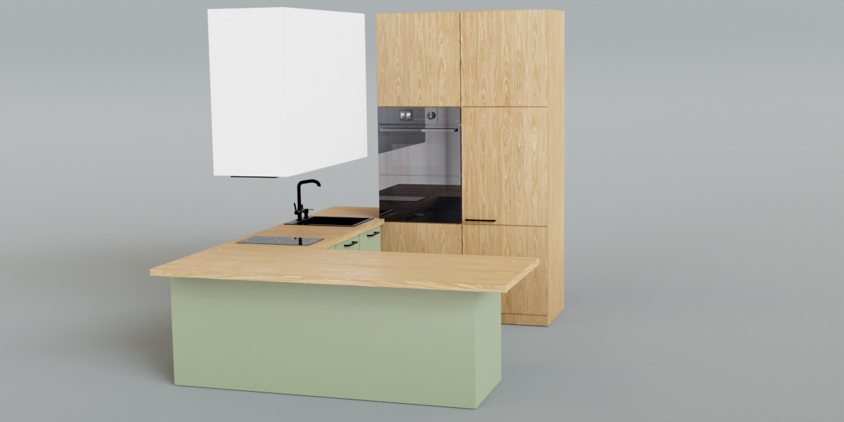 Modern Scandinavian Kitchen Set 3D Model 3D model_2