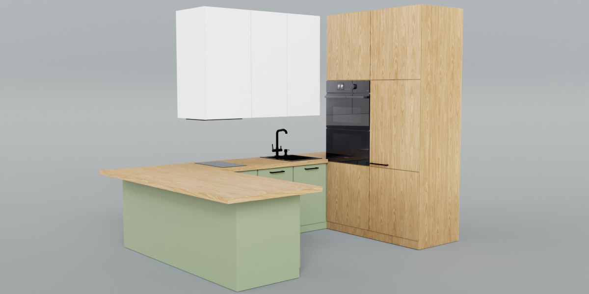 Modern Scandinavian Kitchen Set 3D Model 3D model_1