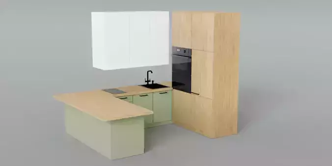 Modern Scandinavian Kitchen Set 3D Model
