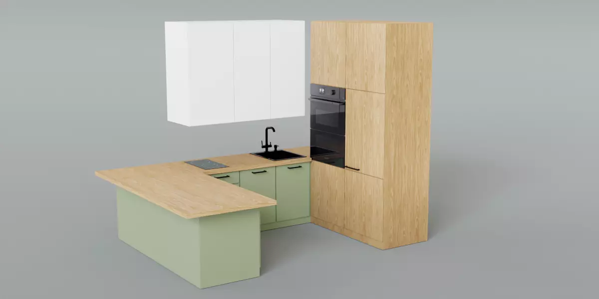 Modern Scandinavian Kitchen Set 3D Model 3D model_0