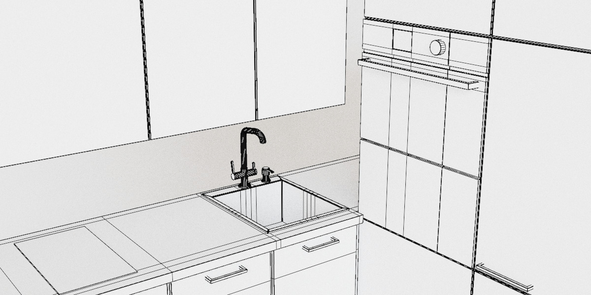 Modern Scandinavian Kitchen Set 3D Model 3D model_16